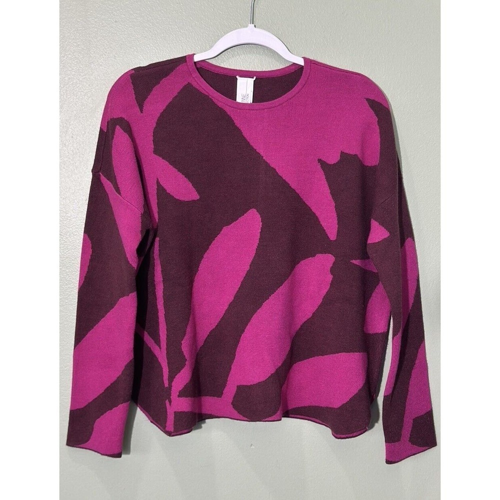 Marla Wynne Sweater Size XS Knit Pink Abstract Art To Wear Artsy Crewneck​​​ - Picture 3 of 11